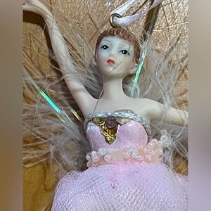 Lot of 3 Resin Ballerina Christmas Ornaments~Pink Christmas Tree🩰